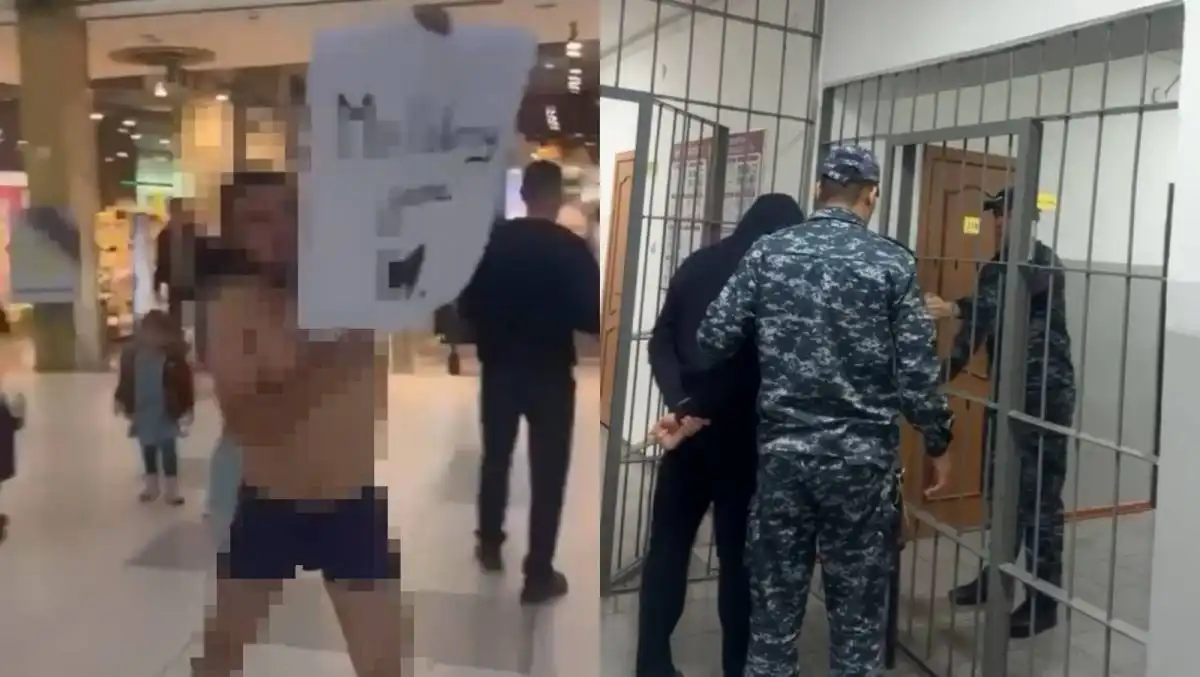 Сауда орталығында жартылай жалаңаш жүгірген... (+ВИДЕО)