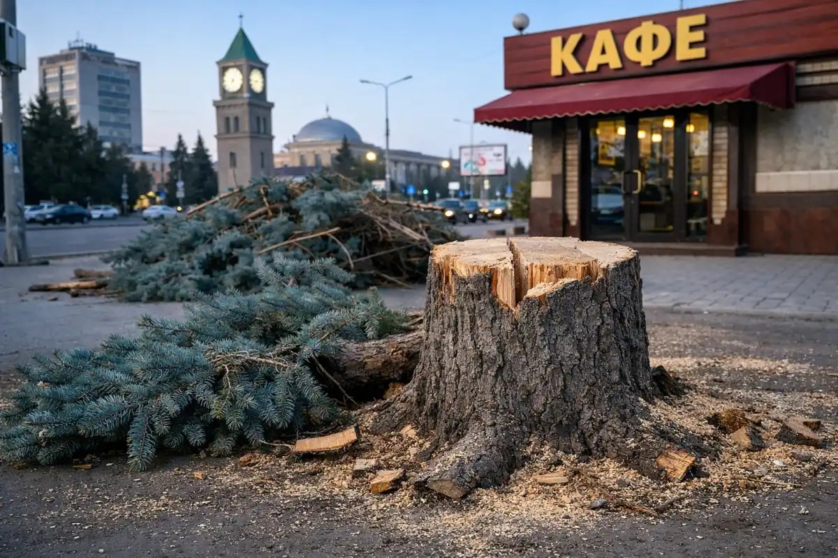 Таразда кәсіпкер маңдайша үшін ағашты кестірген