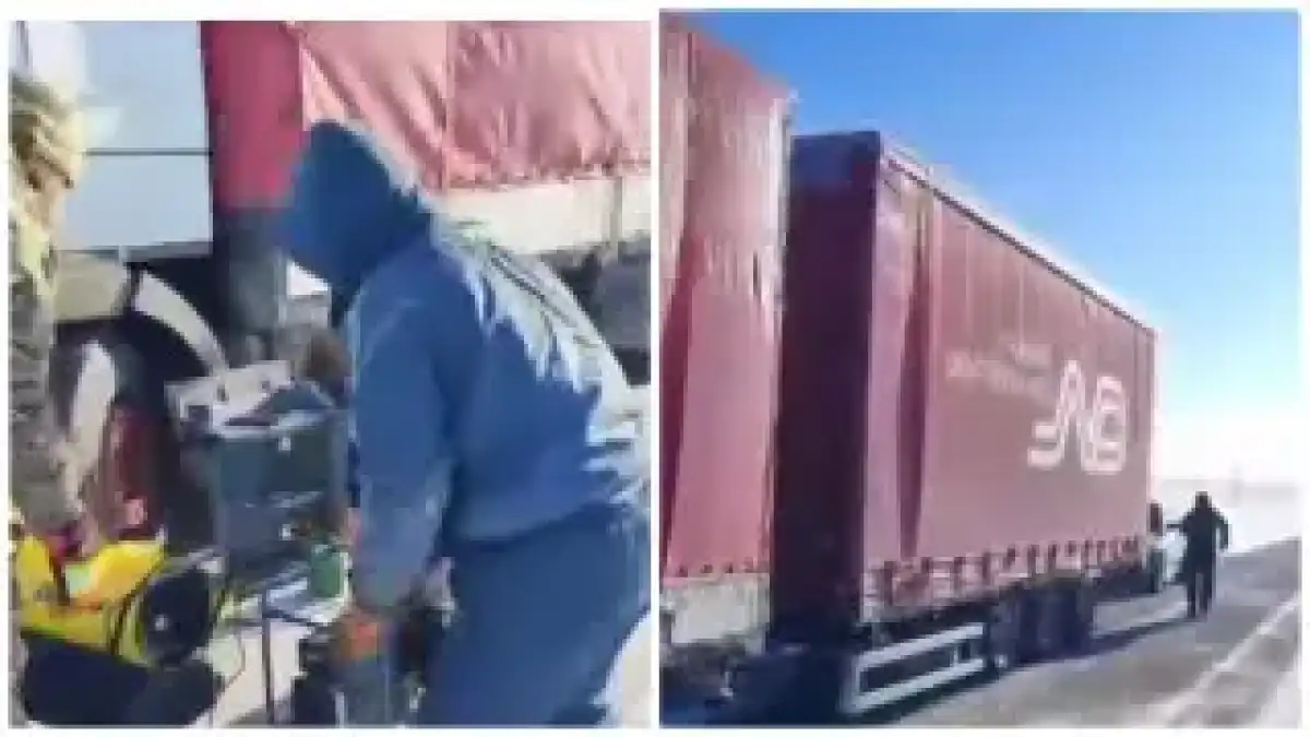 Қақаған аязда 45 жылқы тиеген жүк көлігі жолда қалды